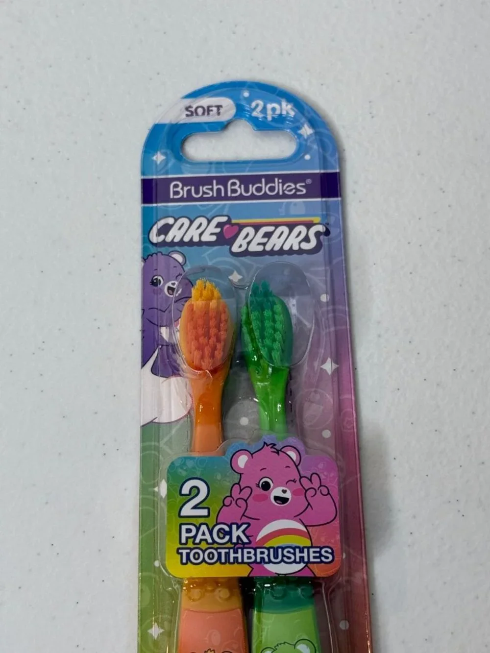 Care Bears 2 Pack Soft Toothbrush Set New